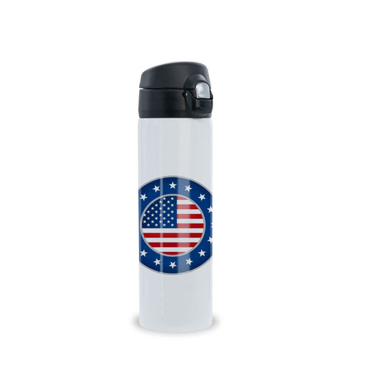 16 oz. Stainless Steel Vacuum Insulated Water Bottle with Flip-Top Lid Flag