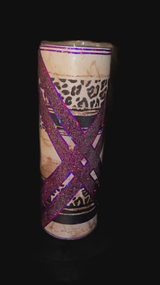 Resin purple leopard abstract ""Tumbler