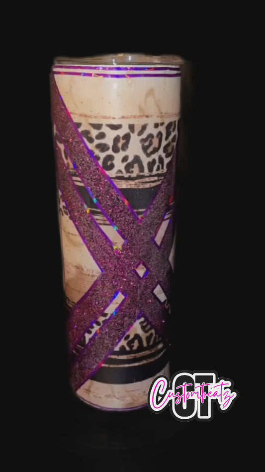 Resin purple leopard abstract ""Tumbler